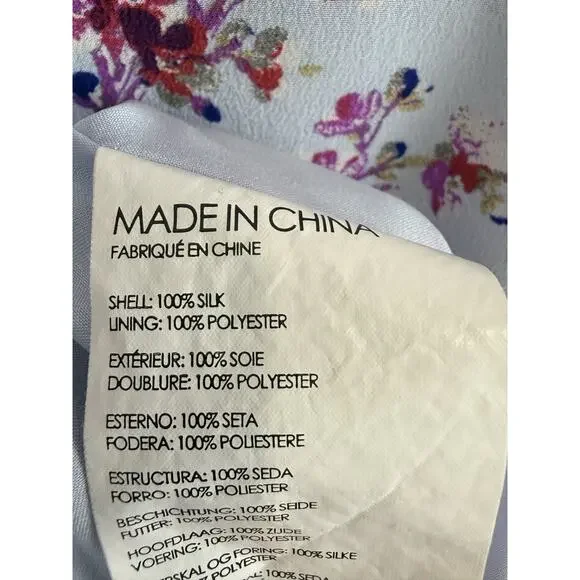 Club Monaco Women’s Size 0 Sundress Floral Ruffle Silk Trim Cottagecore Coastal - Picture 9 of 10